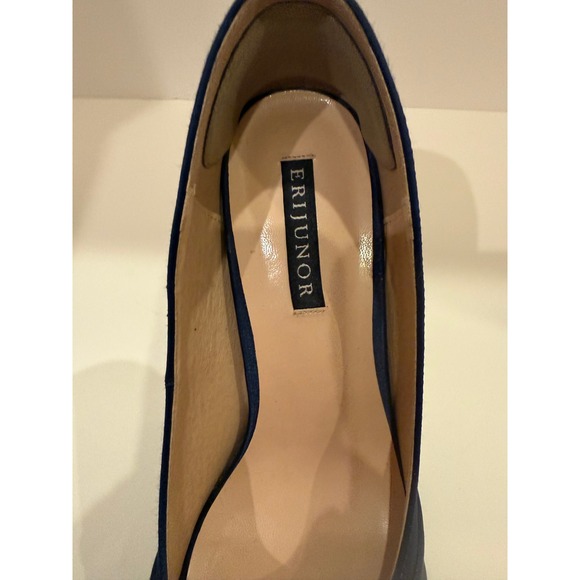 erijunor Womens Navy Blue Embellished Peep Toe Heels Size Unknown - Picture 3 of 8